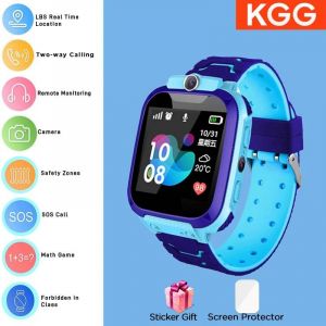 Enfants Montre Intelligente T&eacute;l&eacute;phone 4G Carte Sim 2G Internet Sos Lbs Localisation Appel Enfant Montre Intelligente Cam&eacute;ra &Eacute;tanche Horloge Pour Gar&ccedil;ons Filles.Q12Blue. - Neuf