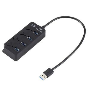 Hub USB 3.0 avec interrupteur marche/arr&ecirc;t et adaptateur secteur - 4 ports pour ordinateur portable et PC - Neuf