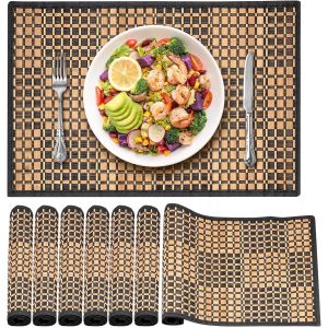 Ulteronixshop-Lot de 8 Sets de Table en Bambou, Napperons Lavable, Antid&eacute;rapants et R&eacute;sistants &agrave; la Chaleur, Tapis de Table Durables pour Salle &agrave; Manger, Cuisine, Restaurant et D&eacute;coration - Neuf