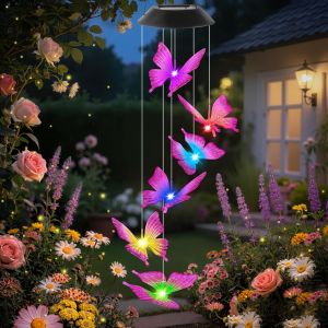 Mevronisshop-Solaires Papillon Carillon &Eacute;oliens Exterieur, Multicolore, &Eacute;tanche, Papillons Solaires &Agrave; Suspendre &Agrave; L'ext&eacute;rieur, F&ecirc;te Des M&egrave;res No&euml;l Cadeau Pour Maman, D&eacute;coration Pour Balcon, Terrasse, - Neuf