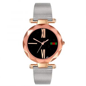 Montre A Quartz Zhoulianfa Avec Bracelet En Maille D'acier Et Cadran A Chiffres Romains Pour Femme (Argent) - Neuf