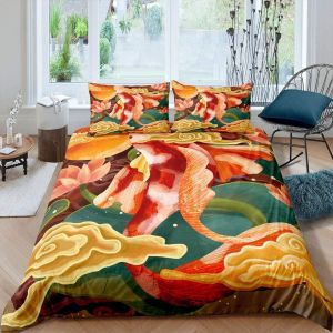 Housse De Couette Loup Dorée Bohême Parure De Lit Double Taille Imprimé Loup Housse De Couette Imprimé Animal 3d Housse De Couette Décor Botanique Housse De Couette Bo - Neuf