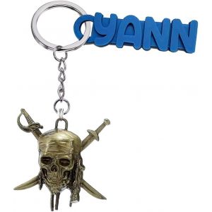 Kal-Porte-Cl&eacute;s Pirate, Avec Ou Sans Pr&eacute;nom, T&ecirc;te De Mort, Squelette, Azt&egrave;que, Personnalisable, Cadeau Pour Homme Ou Femme, Bijou De Sac - Neuf