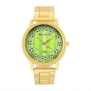 Montre Analogique &Agrave; Quartz Pu / Alloy Strap Footballs Field Round Dial Montre-Bracelet (Bracelet En Alliage) - Neuf