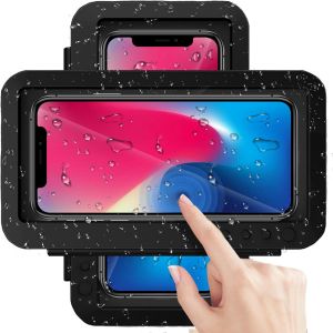 KAL-Support De T&eacute;l&eacute;phone De Douche &Eacute;tanche U2013 &Eacute;cran Tactile Anti-Bu&eacute;e Haute Sensibilit&eacute;, Rotation &Agrave; 360 &deg;, Support Mural Pour T&eacute;l&eacute;phone Pour Salle De Bain, Miroir, Baignoire(Noir) - Neuf