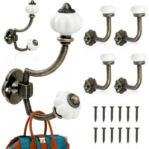 SUBZONAL-6 Patere Porcelaine, Patere Ancienne, Porte Manteau Mural Comprend 2 Grands Crochets Et 4 Petits Crochets, Adapt&eacute; Au Salon Et &agrave; la Chambre - Neuf