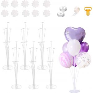 AYUHR-Lot de 4 supports pour ballons, 10 clips de fleurs et 100 pastilles adhésives pour anniversaire, fête prénatale, mariage - Neuf