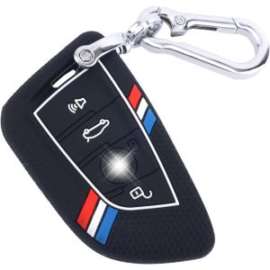 Kit de Protection Porte-Clé,Coque en Silicone Rayée pour Télécommande Voiture Série 2 4 5 6 7 X1 X2 X3 X4 X5 X6 M1-M8 430i 340i 840i Modèles 2015¿2023 (Noir) - Neuf