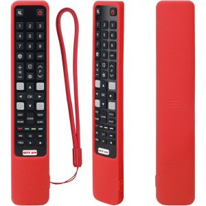 Étui de Protection en Silicone pour RCA TCL Télécommande,RC802N 43P20US 43S6000FS 55X2US 65P20US,Housse Coque pour RCA TCL Télécommande,Antidérapage,Antisismique,Lavable (Rouge) - Neuf