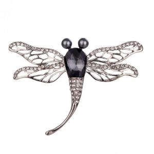 Femmes Mode Alliage Libellule Broche Broche Avec Strass V&ecirc;tements Accessoire (Noir) - Neuf
