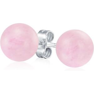 Kal-Boucles D'oreilles Clous En Perles Rondes De 8mm En Pierre Précieuse Naturelle En Argent Sterling .925 Pour Femmes Et Adolescentes - Variété De Pierres De Naissance - Neuf