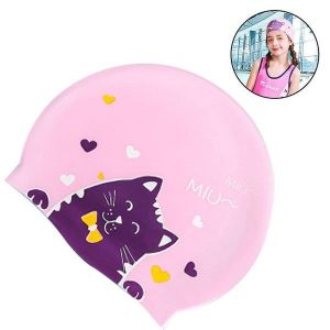 Bonnet de bain licorne pour enfants - Silicone souple, ajustement confortable pour les 5 à 12 ans, design de dessin animé mignon, imperméable, parfait pour s'amuser à la piscine ! - Neuf