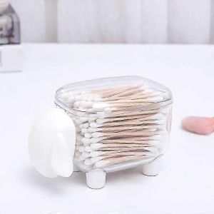 Bo&icirc;te &Agrave; Cotons-Tiges,Bo&icirc;te De Support En Plastique Avec Couvercle Bo&icirc;te De Rangement Pour Cotons-Tiges Ou Cosm&eacute;tiques De Maquillage,Transparent,Blanc - Neuf