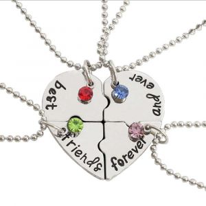Collier D&eacute;tachable En Forme De Coeur, Collier D'amiti&eacute; Pour 4 Bons Amis - Neuf