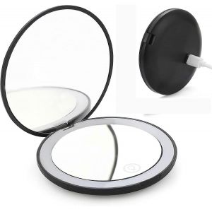3,5 Pouces Led Compact Miroir Loupe Maquillage Grossissement 2x Avec Lumi&egrave;re - Neuf