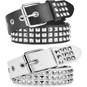 Cauc-2 Pcs Ceinture Clout&eacute;e Punk En Cuir Pu, &Agrave; Rivets Rock Et M&eacute;tal, Accessoires V&ecirc;tements Gothique Pour Femme Et Homme - Neuf