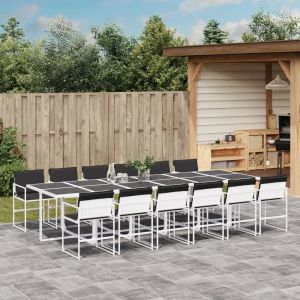 Prolenta Premium - Ensemble &Agrave; Manger De Jardin Avec Coussins 13pcs Blanc Textil&egrave;ne - Neuf