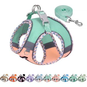 Jgd-Aiitle Harnais Pour Chien Aiitle Anti-&Eacute;tranglement, Harnais R&eacute;glable Pour Chien Avec Laisse, Boucle &Agrave; D&eacute;gagement Rapide - Entra&icirc;nement En Ext&eacute;rieur Pour Chiens De Taille Moyenne Turquoise-Rose L - Neuf