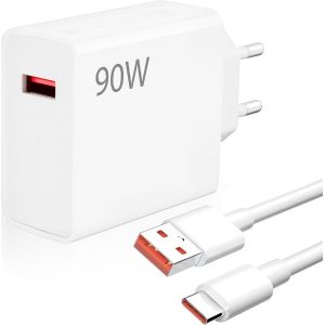 CMWX-90W Chargeur Rapide pour Xiaomi 15 14 13 Ultra Poco F6 F7 X6 X7 Pro, Adaptateur de Hypercharge Chargeur Turbo avec 6A C&acirc;ble USB C 1m Compatible avec Redmi Note 14 13 12 11 Pro 14C 14T 13T Pad M6 - Neuf