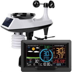 SUBZONAL-Station m&eacute;t&eacute;o sans fil avec capteur ext&eacute;rieur, moniteur m&eacute;t&eacute;o int&eacute;rieur/ext&eacute;rieur 10 en 1 avec an&eacute;mom&egrave;tre (vitesse et direction du vent), pluviom&egrave;tre, thermom&egrave;tre, humidit&eacute;, barom&egrave;tre, &eacute;cran - Neuf