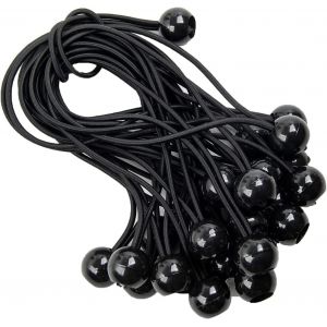 CHECARZHN--NO1-25 Pièces Tendeur Elastique, Tendeur Bache 150 Mm Cordons Élastiques Avec Boules Universels Sandow Elastique Pour Bannière Bâche Pavillon Tente Camping Et Canotage (Noir) - Neuf