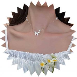 Kal-Collier Boho Perle Cristal Y Collier Ras Du Cou Argent Perle Transparent Collier Lariat Perle Y Collier Pampille Strass Petit Collier Cha&icirc;ne Perle Bijoux Pour Femmes - Neuf