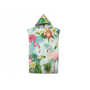 Peignoir De Plage &Agrave; Capuche Flamingo En Microfibre &Agrave; S&eacute;chage Rapide 74 X 110 Cm - Neuf