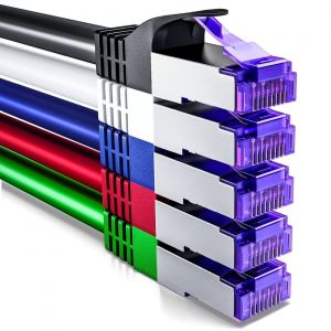 5x 2m CAT7 C&acirc;ble R&eacute;seau-10 Gigabit-RJ45 C&acirc;ble de Raccordement C&acirc;ble Ethernet (Cuivre,SFTP PiMF Blindage) LAN DSL Modem Routeur Panneau de Brassage CAT7 CAT6 CAT5-Color&eacute; - Neuf