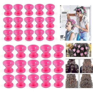 Locken Winder Overnight,30 Pièces De Bigoudis En Silicone,Bigoudis Sans Chaleur,Silicone Magic Diy Roll Coiffure,2 Taille (Rose) - Neuf