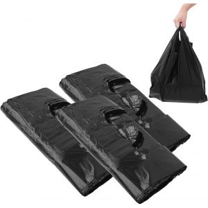 150 Pcs des Sacs à Ordures, sacs en Plastique avec Poignée 40x58cm, Extra-Forte, Jetable Rectangulaire Sacs Poubelle pour salle de Bain, Cuisine, Salon - Noir, 24L - Neuf