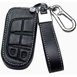 Étui de clé de Voiture en Cuir synthétique-pour Jeep Renegade Grand Cherokee Chrysler 300C Renegade Fiat 500X Freemont 2018-Noir A - Neuf