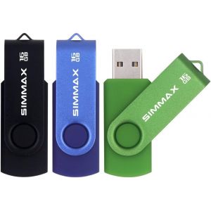 CMJAAGUR-Cl&eacute; Usb 16 Go Lot De 3 Usb 2.0 Flash Drive Pivotant Stockage Disque M&eacute;moire Stick Pendrive (16Go Noir Bleu Vert)[M713] - Neuf
