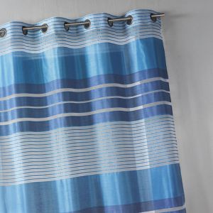 Voilage Fantaisie &Agrave; Rayures Horizontales Bleu Outremer 140x240 Cm - Neuf