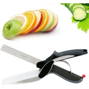 Mevronisshop-Clever Cutter,2 En 1 Chopper Cutter & Multifonction Cuisine Aliments Ciseaux Remplacez Vos Couteaux De Cuisine Et Planche &Agrave; D&eacute;couper - Neuf