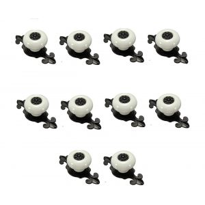 Lot de 10 poign&eacute;es et boutons de tiroir, boutons de tiroir, poign&eacute;e de porte en c&eacute;ramique (blanche et noire) - Neuf