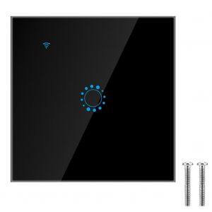 Panneau de commutation tactile sans fil Wi-Fi intelligent 1 gang, commutateur standard UE, telecommande par application (noir) - Neuf