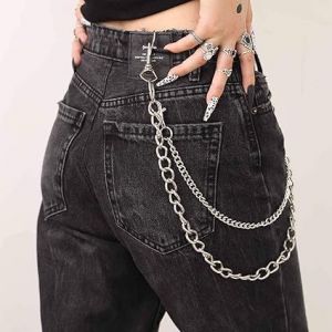 (Argent)Hip Hop Pantalon Jean De La Chaîne D'goth Punk Argent Pantalon Chaînes De Motard Lourd Épais Poche Portefeuille Chaînes Porte-Clés En Argent Bijoux De Corps Pour Les Hommes Et Les Femmes - Neuf