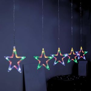 Jgd-Lot De 5 Rideaux Lumineux En Forme D'&eacute;toile De No&euml;l - 5 &Eacute;toiles Et 50 Led - 8 Modes De Fonctionnement - Lumi&egrave;res Suspendues Pour Fen&ecirc;tre Et Porte - D&eacute;corations De No&euml;l (Multicolore) - Neuf