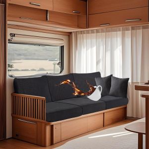 CAUC-Imperm&eacute;able Housse Coussin Caravane, Antid&eacute;rapant Housse Banquette Camping-Car avec La&ccedil;age, Housse De Coussin De Canap&eacute; Extensible (Med Grey,W 50-70 cm, D 50-70 cm) - Neuf