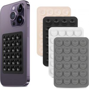 TRAHOO-Pack de 4 Ventouses en Silicone, Ventouse Telephone Portable, Fonctionne avec Tous Les Modèles de Téléphones Portables, Durable et Facile à Utiliser(Noir + Gris Foncé + Transparent + Blanc) - Neuf