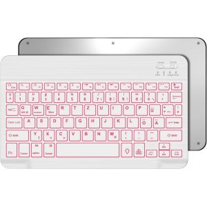 KAL-Clavier Bluetooth Sans Fil De 10 Pouces Pour Ipad/Tablettes Android, Disposition Allemande Qwertz, Rétroéclairage, Pour Ipad/Samsng Galaxy Tab/Lenovo Tab/Xiaomi Pad/Redmi Pad, Blanc - Neuf