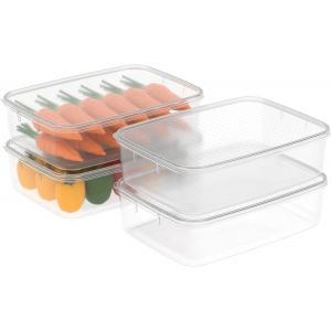 Eryi-3.5l*4 Boîte Conservation Alimentaire, Conteneur Alimentaire, Boîte De Rangement, Récipient De Congélateur Avec Couvercle, Sécuritaire Au Micro-Ondes, Sans Bpa, Plastique, Clair, 3.5l-Lot De 4 - Neuf