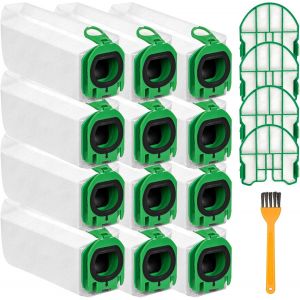 Sacs d'Aspirateur Compatible avec Vorwerk Kobold VB100, 12 Sac Filtrant pour Aspirateur avec 4 Filtre moteur + 1 Brosse, FP100 Sac &Agrave; Poussi&egrave;re de Rechange pour Vorwerk Kobold VB100 Aspirateur - Neuf