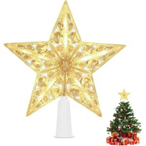 Étoile de sapin de Noël, lumière LED pour sapin de Noël, étoile lumineuse pour sapin de Noël, étoile scintillante pour sapin de Noël, décoration pour sapin de Noël (A) - Neuf