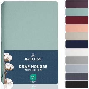 Tzf-Barbons Drap Housse 140x200 Cm, 100% Coton Draps Housses Certifié Oeko-Tex Premium Drap-Housse En Jersey Pour Matelas Bonnet Jusqu'à 25 Cm - Vert 140 X 200 Cm - Neuf