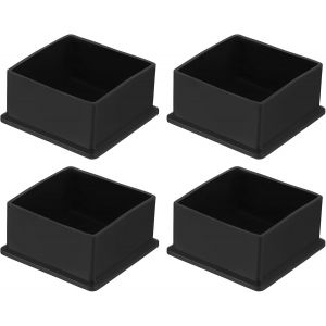 4Pcs Embouts de Pieds de Chaise Carrés en PVC, 60mm x 60mm OD, Noirs, Protections de Sol pour Pieds de Meubles de Table, Capuchons de Pieds de Meubles - Neuf