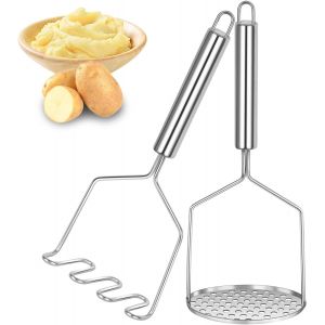Presse Purée 2 Pcs,Professionnel Presse-Purée Inoxydable, Réutilisable Presse-Purée À Poignée Épaisse À Main Pour Purée De Pommes De Terre - Neuf