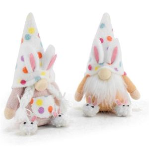Nains de jardin en peluche de P&acirc;ques,lapin de P&acirc;ques,gnome de ferme,&eacute;tag&egrave;re rustique - Neuf