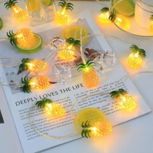 TRAHOO-Guirlande lumineuse tropicale d'&eacute;t&eacute; &agrave; piles pour d&eacute;coration d'int&eacute;rieur - Fantastique pour chambre &agrave; coucher, anniversaire, f&ecirc;te hawa&iuml;enne (ananas, 20 LED) - Neuf