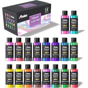 Mevronisshop-Peinture Acrylique Iris&eacute;e, Flacons De 60 Ml 18 Couleurs Cam&eacute;l&eacute;on, Changement De Couleur, Non Toxique, Haute Viscosit&eacute;, Peintures Sur Rochers Artisanat Toile Bois, Tissu, C&eacute;ramique Et Pie - Neuf